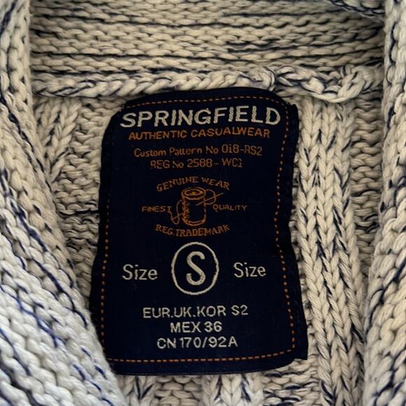 Springfield Mens Small Blue & White Cotton Knit Sweater Marled Pullover Y2K - Picture 4 of 7